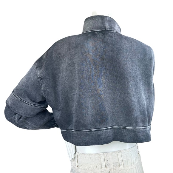 Urban Outfitters BDG Gray Burnout Drew Mockneck Layered Boxy Crop Top Size Small - Picture 5 of 8